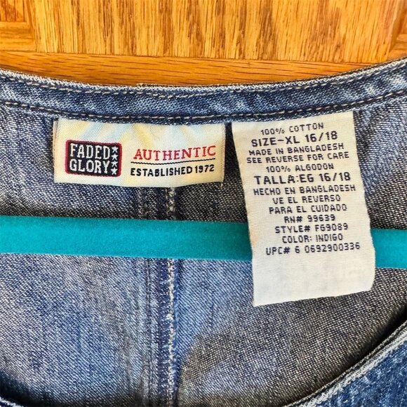 Faded Glory Women's XL 16-18 Blue Denim Maxi Dress Sleeveless Vintage - Picture 4 of 5